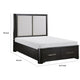 Gily Queen Bed | 2 Footboard Storage Drawers | Upholstered Headboard | Gray