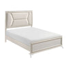 Lopa Queen Bed | LED Headboard Embossed Panels | White Chenille Upholstery