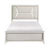 Lopa Queen Bed | LED Headboard Embossed Panels | White Chenille Upholstery