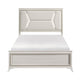 Lopa Queen Bed | LED Headboard Embossed Panels | White Chenille Upholstery