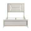Lopa Queen Bed | LED Headboard Embossed Panels | White Chenille Upholstery