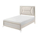 Lopa Queen Bed | LED Headboard Embossed Panels | White Chenille Upholstery