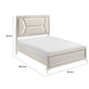 Lopa Queen Bed | LED Headboard Embossed Panels | White Chenille Upholstery