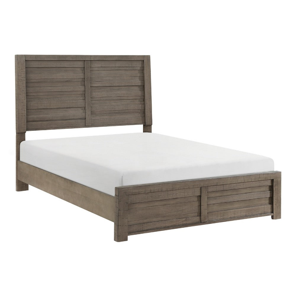 Niti Full Size Panel Bed | Planked Rustic Gray Wood Headboard Design