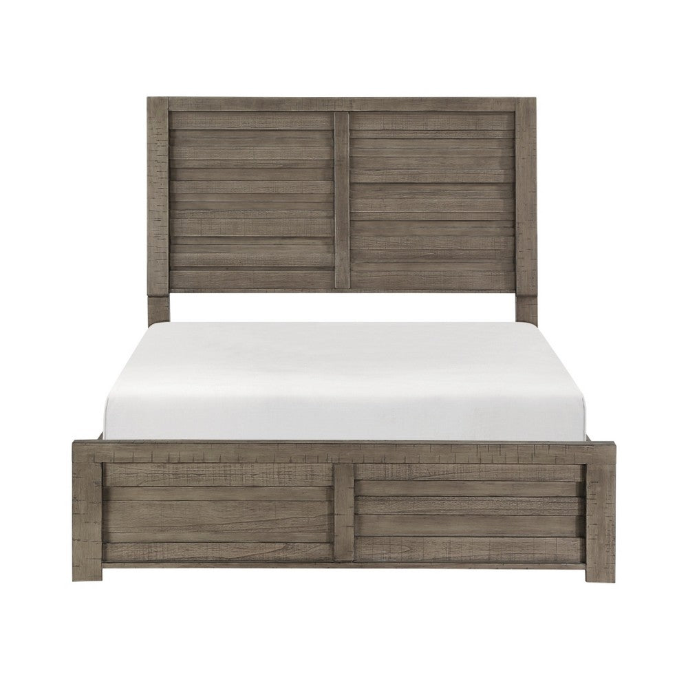 Niti Full Size Panel Bed | Planked Rustic Gray Wood Headboard Design