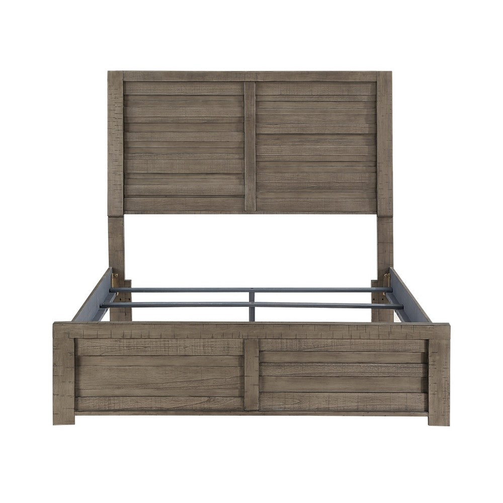 Niti Full Size Panel Bed | Planked Rustic Gray Wood Headboard Design