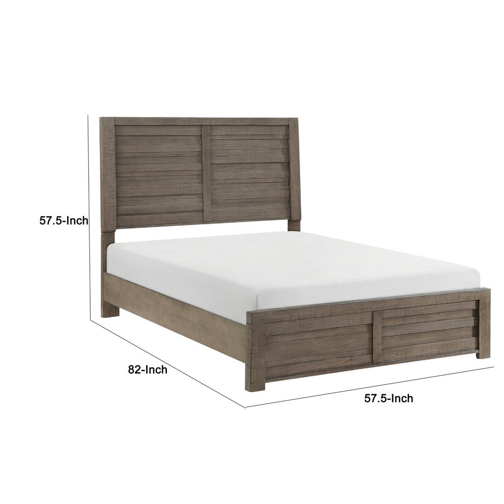 Niti Full Size Panel Bed | Planked Rustic Gray Wood Headboard Design