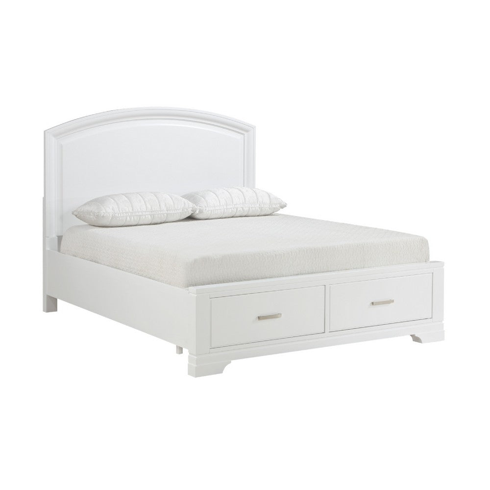 Hudy Queen Platform Storage Bed | 2 Drawer Footboard | Arch Headboard White