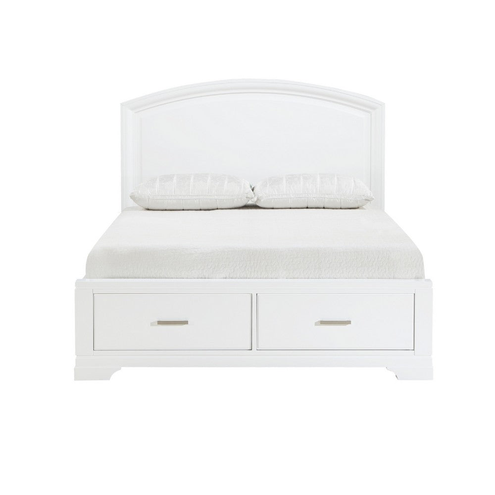 Hudy Queen Platform Storage Bed | 2 Drawer Footboard | Arch Headboard White
