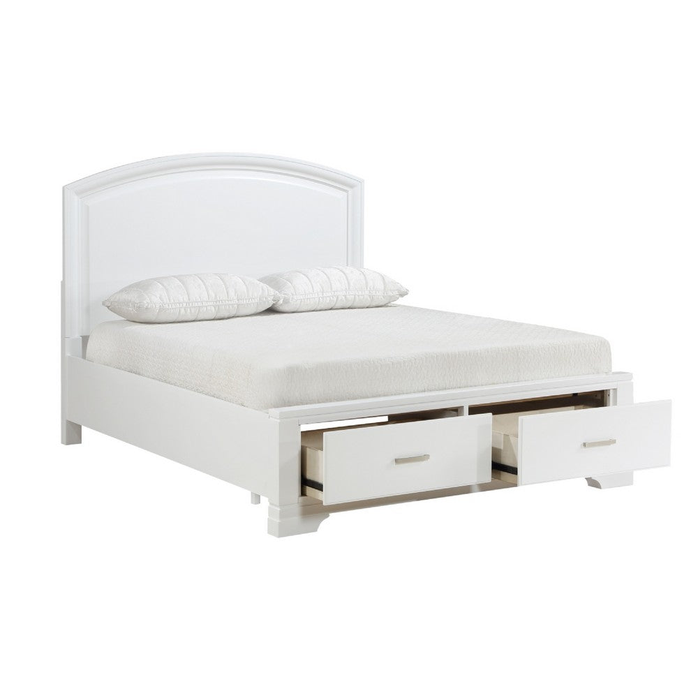 Hudy Queen Platform Storage Bed | 2 Drawer Footboard | Arch Headboard White