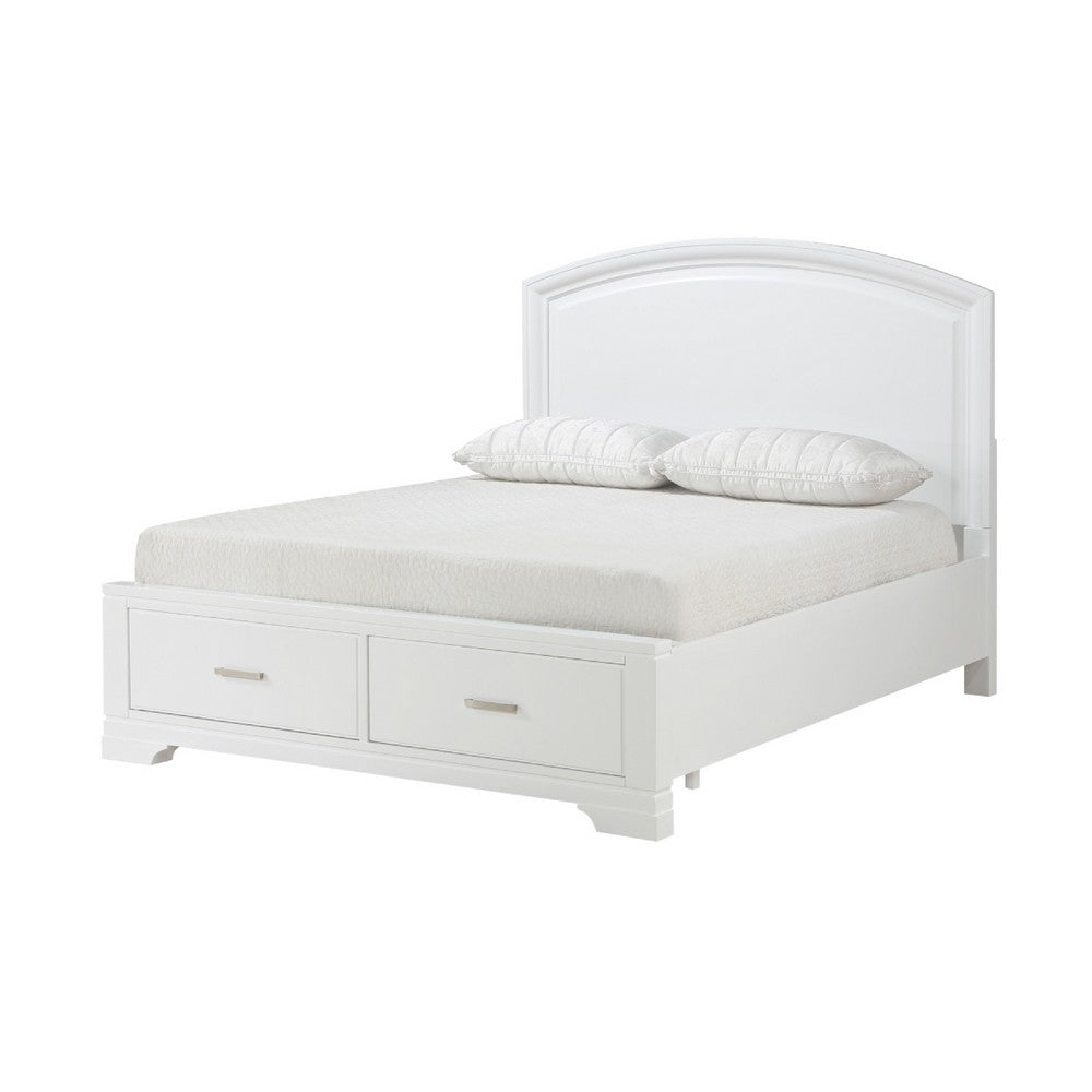 Hudy Queen Platform Storage Bed | 2 Drawer Footboard | Arch Headboard White