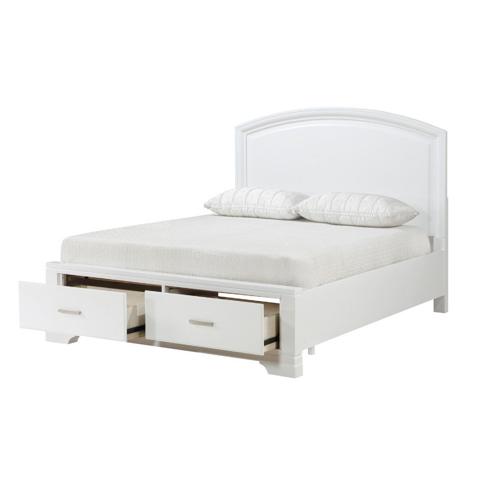 Hudy Queen Platform Storage Bed | 2 Drawer Footboard | Arch Headboard White