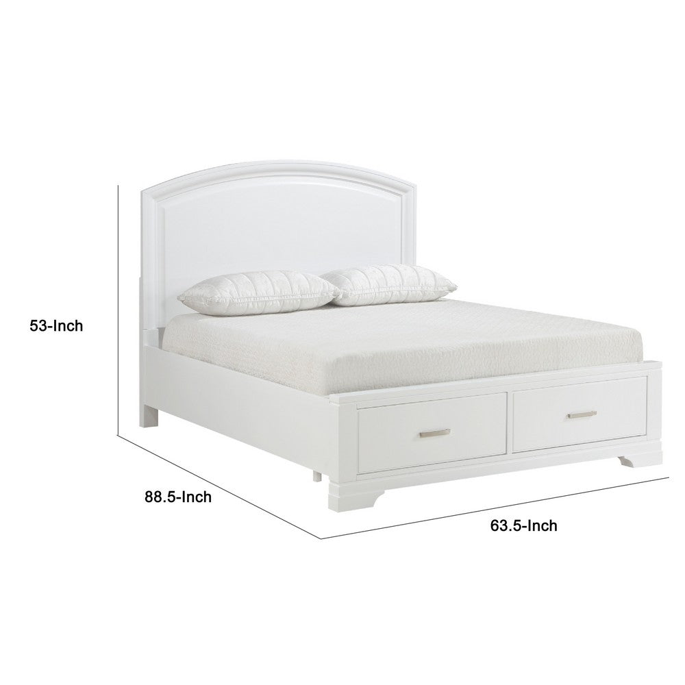 Hudy Queen Platform Storage Bed | 2 Drawer Footboard | Arch Headboard White