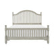 Mozz King Bed | Arched Headboard | Turned Finial Posts | Gray Vertical Slats