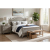 Mozz King Bed | Arched Headboard | Turned Finial Posts | Gray Vertical Slats