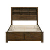 Suli Queen Bed | Bookcase Headboard | 2 Storage Drawers | Brushed Brown