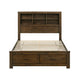 Suli Queen Bed | Bookcase Headboard | 2 Storage Drawers | Brushed Brown