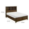 Suli Queen Bed | Bookcase Headboard | 2 Storage Drawers | Brushed Brown