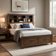 Suli Queen Bed | Bookcase Headboard | 2 Storage Drawers | Brushed Brown