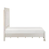 Rotu Queen Bed | Tufted Headboard with Nailheads | Pearl White Polyester