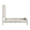 Rotu Queen Bed | Tufted Headboard with Nailheads | Pearl White Polyester