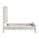 Rotu Queen Bed | Tufted Headboard with Nailheads | Pearl White Polyester