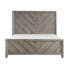 Laso Queen Panel Bed | Chevron Design Headboard & Footboard | Gray Wood