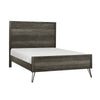 Umer Full Bed | Plank Headboard & Footboard | Trichromatic Gray | Metal Legs