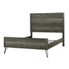 Umer Full Bed | Plank Headboard & Footboard | Trichromatic Gray | Metal Legs