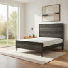 Umer Full Bed | Plank Headboard & Footboard | Trichromatic Gray | Metal Legs