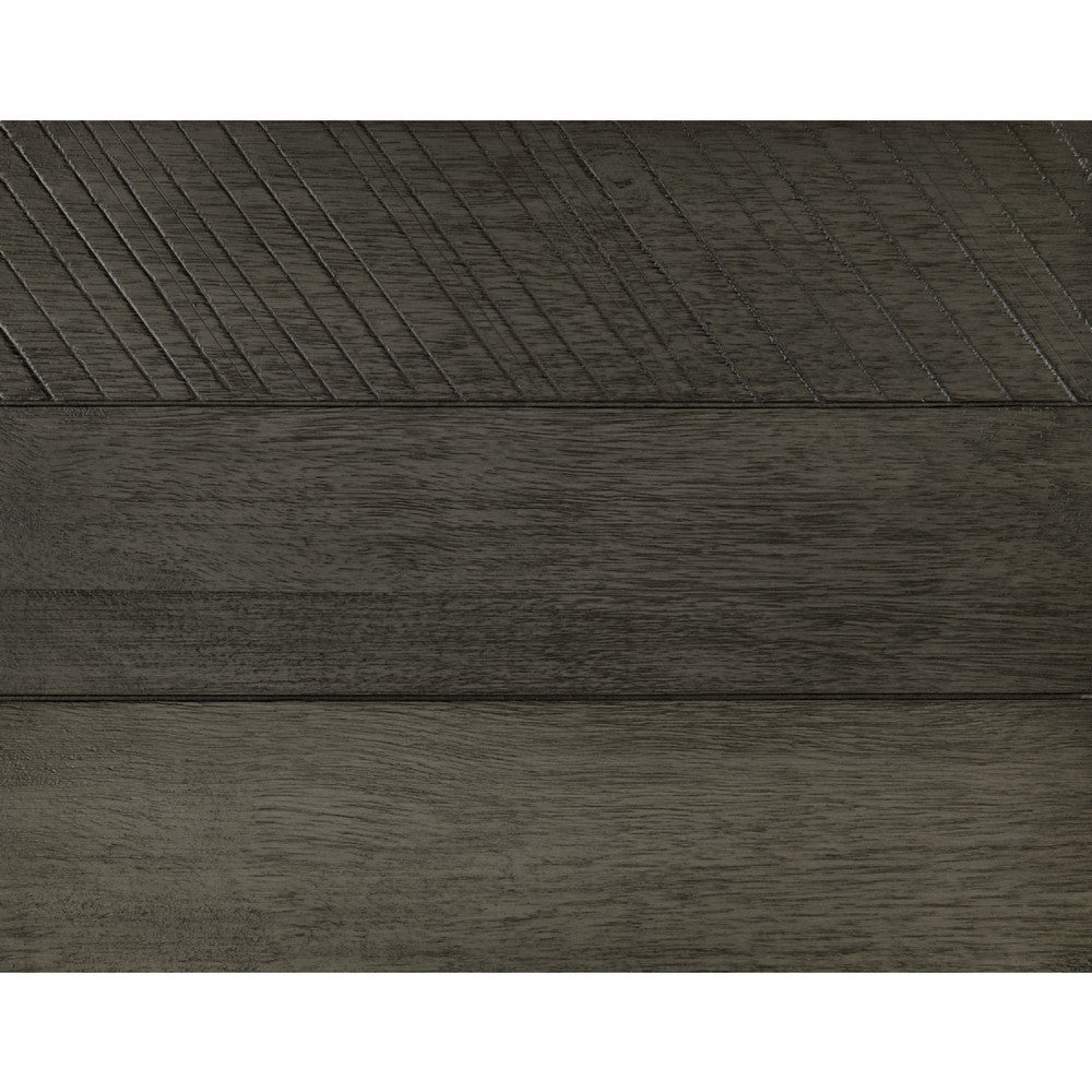 Umer King Bed | Plank Headboard & Footboard | Trichromatic Gray | Metal Legs