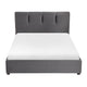 Orra Full Platform Bed | Padded Headboard | Channel Stitch Gray Polyester