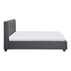 Orra Full Platform Bed | Padded Headboard | Channel Stitch Gray Polyester