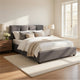 Orra Full Platform Bed | Padded Headboard | Channel Stitch Gray Polyester