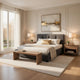 Orra Full Platform Bed | Padded Headboard | Channel Stitch Gray Polyester