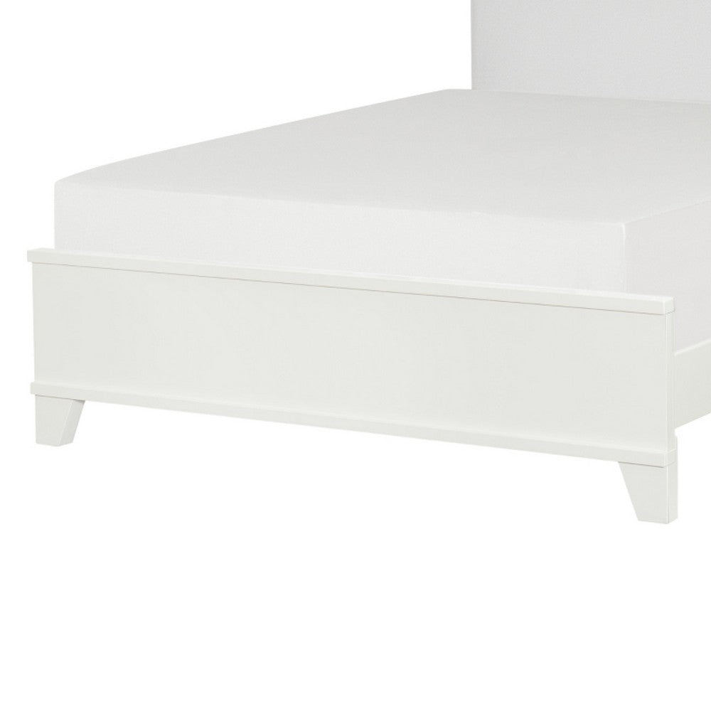 Dani Full Panel Bed | LED Headboard | Luxe White Faux Leather Upholstery