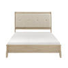 Hadly Full Bed | Tufted Headboard | Luxe Faux Leather Upholstery Beige Wood