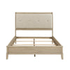 Hadly Full Bed | Tufted Headboard | Luxe Faux Leather Upholstery Beige Wood