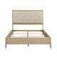 Hadly Full Bed | Tufted Headboard | Luxe Faux Leather Upholstery Beige Wood