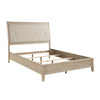 Hadly Queen Bed | Tufted Headboard | Luxe Faux Leather Upholstery Beige Wood