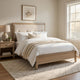 Hadly Queen Bed | Tufted Headboard | Luxe Faux Leather Upholstery Beige Wood