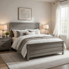 Waln King Bed | Horizontal Slats on Headboard & Footboard | Dark Gray Wood