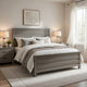 Waln King Bed | Horizontal Slats on Headboard & Footboard | Dark Gray Wood
