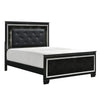 Lura Full Bed | LED Headboard | Embossed Panels | Tufted Black Faux Leather