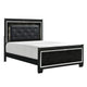 Lura Full Bed | LED Headboard | Embossed Panels | Tufted Black Faux Leather