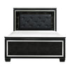 Lura Full Bed | LED Headboard | Embossed Panels | Tufted Black Faux Leather
