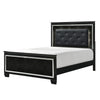 Lura Full Bed | LED Headboard | Embossed Panels | Tufted Black Faux Leather