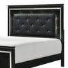 Lura Full Bed | LED Headboard | Embossed Panels | Tufted Black Faux Leather