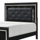 Lura Full Bed | LED Headboard | Embossed Panels | Tufted Black Faux Leather