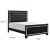 Lura Full Bed | LED Headboard | Embossed Panels | Tufted Black Faux Leather
